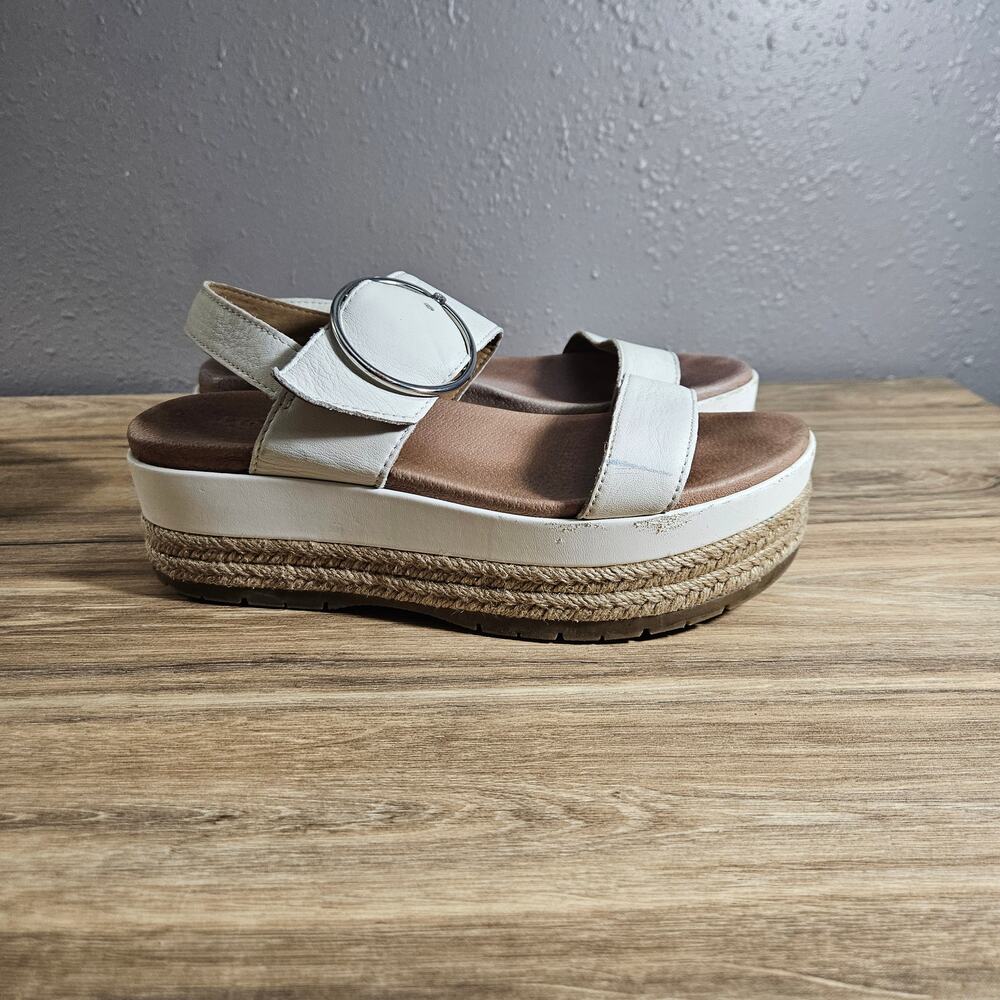 UGG "April" Leather Platform Espadrille Sandals - Ivory/White Boho Y2K Size 7 - Picture 7 of 10